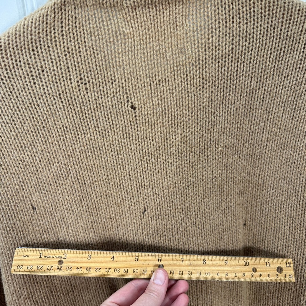 Vintage 1960s Jantzen Shetland Wool Cardigan M Camel Brown Made USA Grandpa - Picture 8 of 9